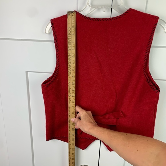 Vintage Wool Blend Vest SMALL Red White Reindeer Holiday Ugly Christmas - Picture 5 of 6
